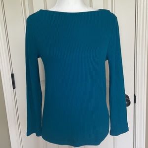 J Crew Ribbed Bateau Neckline Top